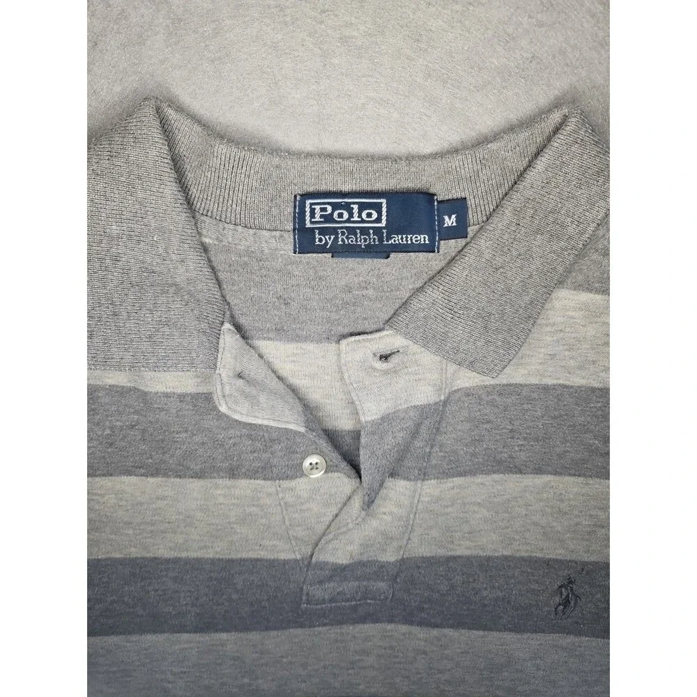 Vintage Polo Ralph Lauren Short Sleeve Polo Shirt Mens Gray Medium 100% Cotton